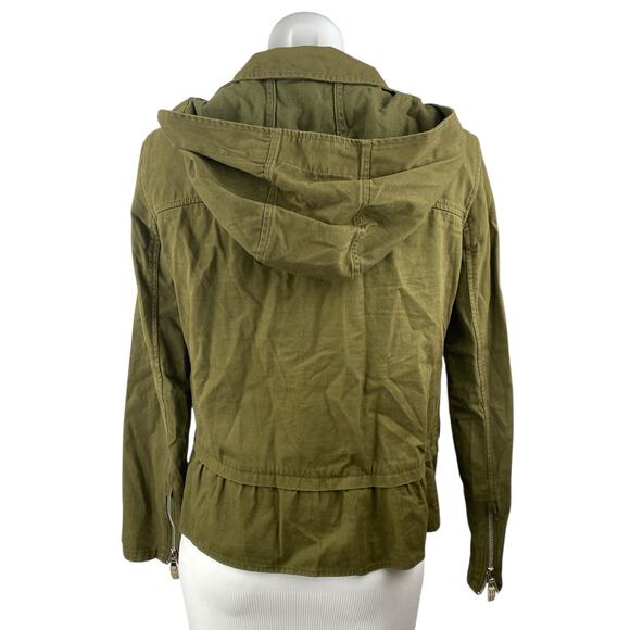 Zara Trafaluc Green Long Sleeve Hoodie Hooded Full ZIp Utility Coat Jacket Sz S - Picture 2 of 3